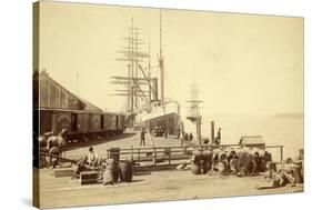 Northern Pacific Wharf, Tacoma, Washington, ca. 1890-Thomas Rutter-Stretched Canvas