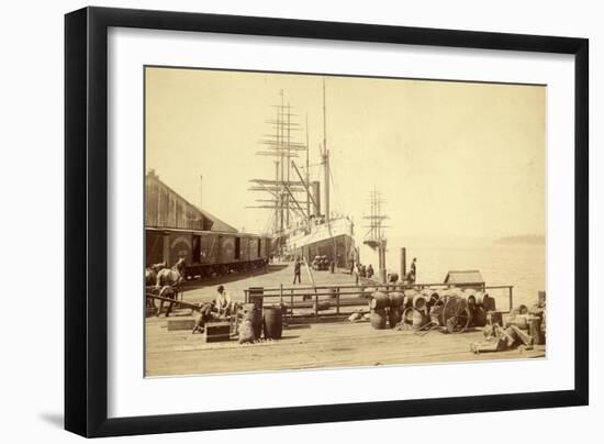 Northern Pacific Wharf, Tacoma, Washington, ca. 1890-Thomas Rutter-Framed Giclee Print