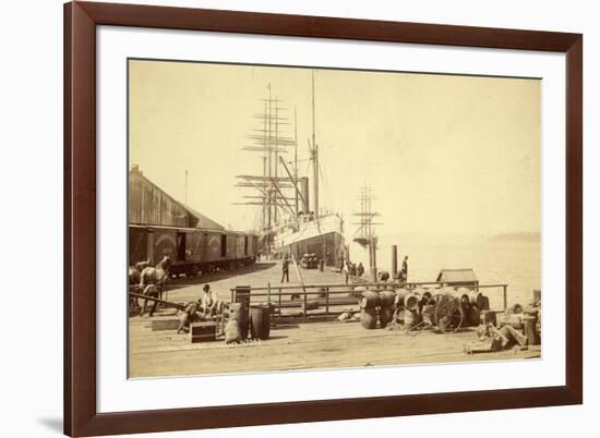 Northern Pacific Wharf, Tacoma, Washington, ca. 1890-Thomas Rutter-Framed Giclee Print