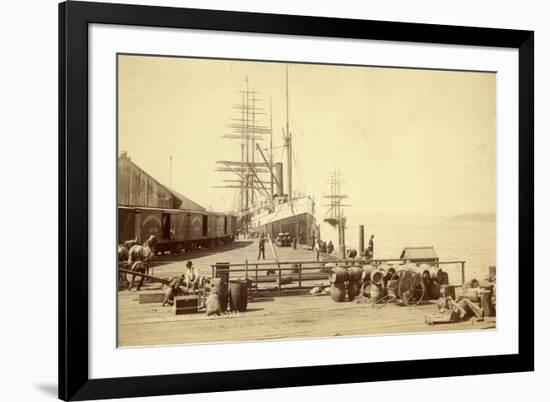 Northern Pacific Wharf, Tacoma, Washington, ca. 1890-Thomas Rutter-Framed Giclee Print