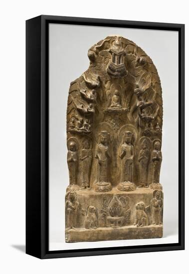 Northern Qi Dynasty Stele with Twin-Bodhisattvas-null-Framed Stretched Canvas