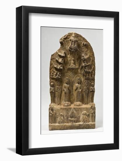 Northern Qi Dynasty Stele with Twin-Bodhisattvas-null-Framed Photographic Print