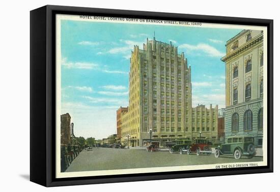 Northern View of Bannock St, Exterior View of Hotel Boise - Boise, ID-Lantern Press-Framed Stretched Canvas