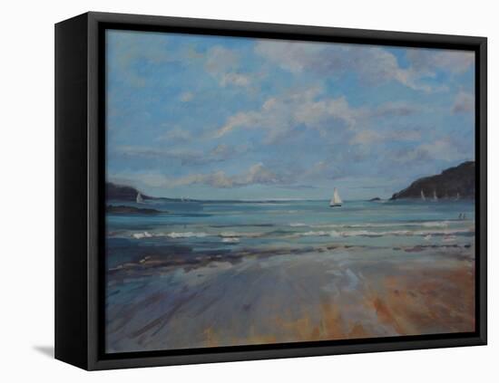 Northsands Salcombe, Sailing , 2016-Jennifer Wright-Framed Stretched Canvas