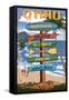 Northshore, Oahu, Hawaii - Sign Destinations-Lantern Press-Framed Stretched Canvas