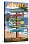 Northshore, Oahu, Hawaii - Sign Destinations-Lantern Press-Stretched Canvas
