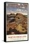 Northumberland, England - Hadrian's Wall and Sheep British Rail Poster-Lantern Press-Framed Stretched Canvas