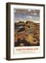 Northumberland, England - Hadrian's Wall and Sheep British Rail Poster-Lantern Press-Framed Art Print