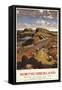 Northumberland, England - Hadrian's Wall and Sheep British Rail Poster-Lantern Press-Framed Stretched Canvas