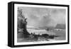 Northumberland, Pennsylvania, View of the Town from the Susquehanna River-Lantern Press-Framed Stretched Canvas