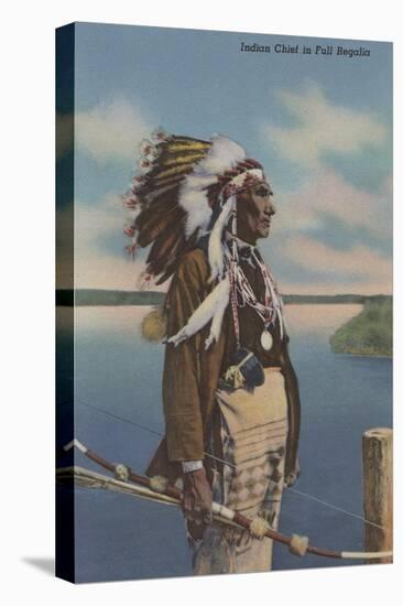 Northwest Indian Chief in Full Regalia - Northwest USA-Lantern Press-Stretched Canvas