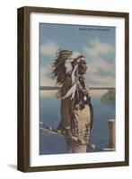 Northwest Indian Chief in Full Regalia - Northwest USA-Lantern Press-Framed Art Print