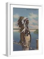 Northwest Indian Chief in Full Regalia - Northwest USA-Lantern Press-Framed Art Print