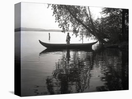 Northwest Indian Style Canoe on a Lake Washington, 1905-1906-Ashael Curtis-Stretched Canvas