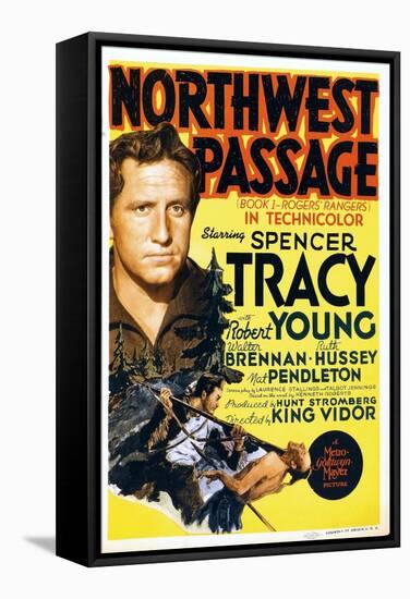 NORTHWEST PASSAGE, left: Spencer Tracy on midget window card, 1940-null-Framed Stretched Canvas