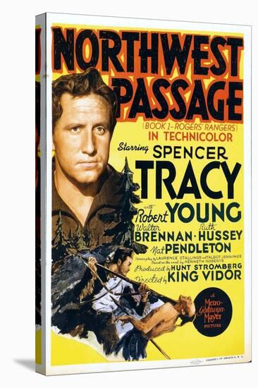 NORTHWEST PASSAGE, left: Spencer Tracy on midget window card, 1940-null-Stretched Canvas