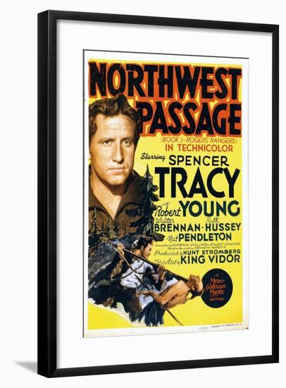 NORTHWEST PASSAGE, left: Spencer Tracy on midget window card, 1940-null-Framed Art Print