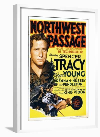 NORTHWEST PASSAGE, left: Spencer Tracy on midget window card, 1940-null-Framed Art Print