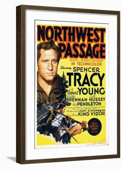 NORTHWEST PASSAGE, left: Spencer Tracy on midget window card, 1940-null-Framed Art Print