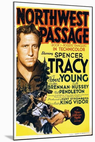 NORTHWEST PASSAGE, left: Spencer Tracy on midget window card, 1940-null-Mounted Art Print