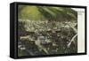 Northwestern Aerial View of Town - Wallace, ID-Lantern Press-Framed Stretched Canvas