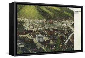 Northwestern Aerial View of Town - Wallace, ID-Lantern Press-Framed Stretched Canvas