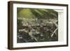 Northwestern Aerial View of Town - Wallace, ID-Lantern Press-Framed Art Print