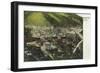 Northwestern Aerial View of Town - Wallace, ID-Lantern Press-Framed Art Print