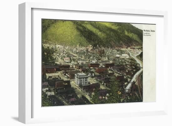 Northwestern Aerial View of Town - Wallace, ID-Lantern Press-Framed Art Print