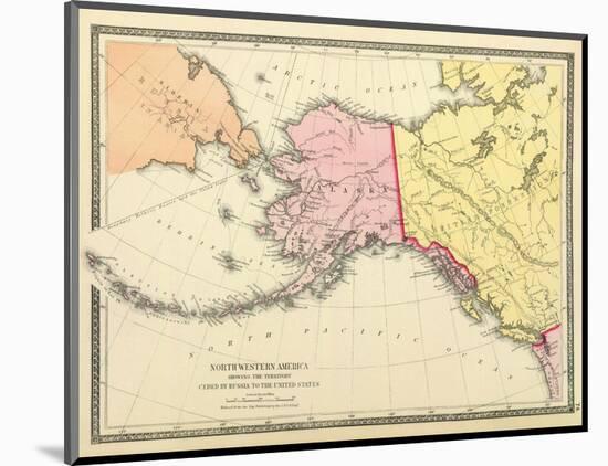 Northwestern America Showing the Territory ceded by Russia to the United States, c.1872-null-Mounted Art Print