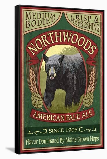 Northwoods, Maine Black Bear Ale-Lantern Press-Framed Stretched Canvas