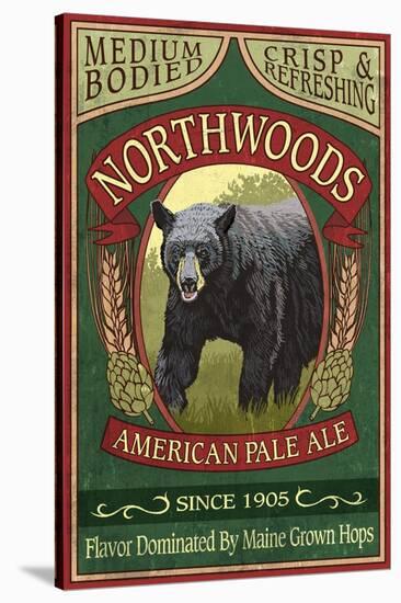 Northwoods, Maine Black Bear Ale-Lantern Press-Stretched Canvas