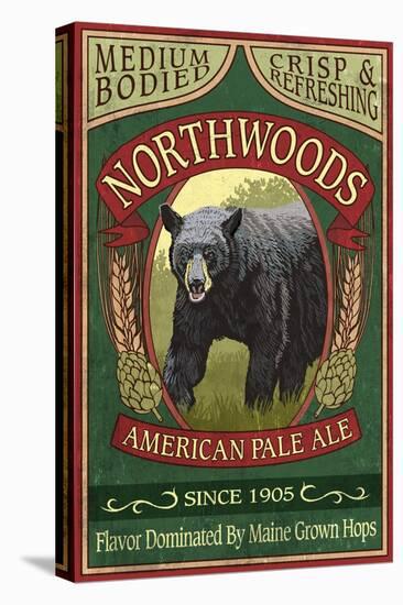 Northwoods, Maine Black Bear Ale-Lantern Press-Stretched Canvas