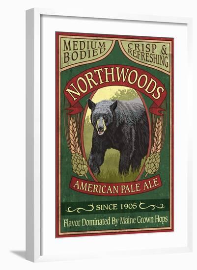 Northwoods, Maine Black Bear Ale-Lantern Press-Framed Art Print