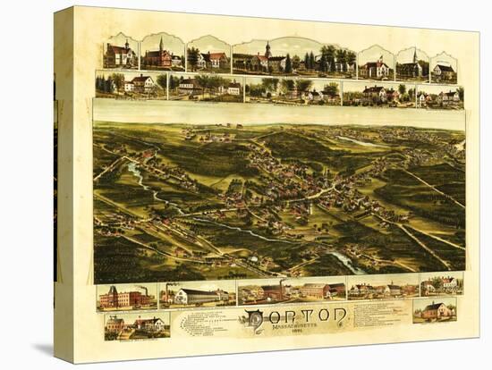 Norton, Massachusetts - Panoramic Map-Lantern Press-Stretched Canvas