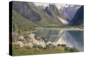 Norvège, bord d'un fjord au printemps .1896-Johannes Martin Grimelund-Stretched Canvas