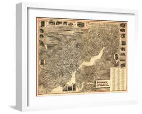 Norwalk, Connecticut - Panoramic Map-Lantern Press-Framed Art Print