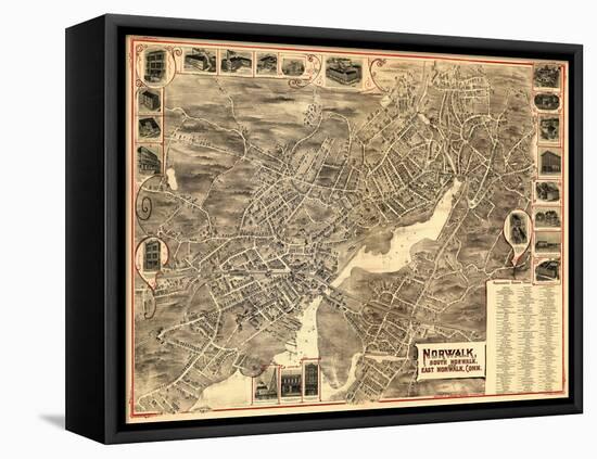 Norwalk, Connecticut - Panoramic Map-Lantern Press-Framed Stretched Canvas