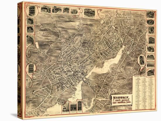 Norwalk, Connecticut - Panoramic Map-Lantern Press-Stretched Canvas