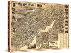 Norwalk, Connecticut - Panoramic Map-Lantern Press-Stretched Canvas