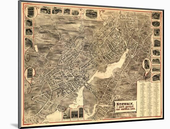 Norwalk, Connecticut - Panoramic Map-Lantern Press-Mounted Art Print