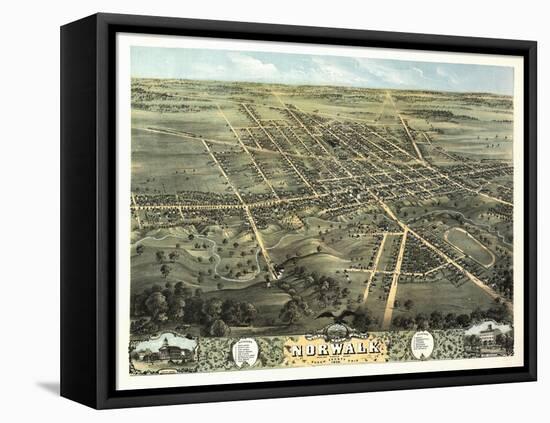 Norwalk, Ohio - Panoramic Map-Lantern Press-Framed Stretched Canvas