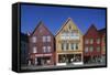 Norway, Bergen, Bryggen, Old Wharf, Tyskebryggen, German Wharf, Hanseatic Commercial Buildings-null-Framed Stretched Canvas