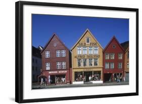 Norway, Bergen, Bryggen, Old Wharf, Tyskebryggen, German Wharf, Hanseatic Commercial Buildings-null-Framed Giclee Print