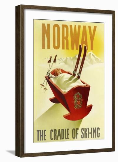 Norway Cradle Skiing-null-Framed Giclee Print