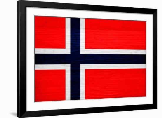 Norway Flag Design with Wood Patterning - Flags of the World Series-Philippe Hugonnard-Framed Art Print