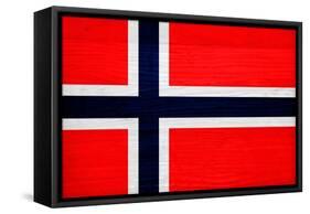 Norway Flag Design with Wood Patterning - Flags of the World Series-Philippe Hugonnard-Framed Stretched Canvas