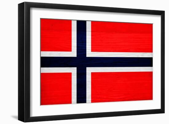 Norway Flag Design with Wood Patterning - Flags of the World Series-Philippe Hugonnard-Framed Art Print