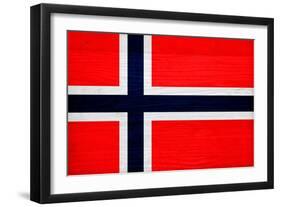 Norway Flag Design with Wood Patterning - Flags of the World Series-Philippe Hugonnard-Framed Art Print