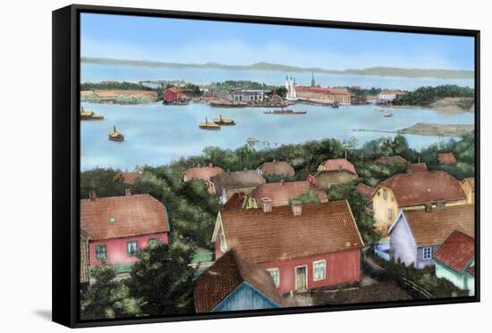 Norway. Horten. 19th Century. View of the City with the Port and Arsenal of the State with the…-null-Framed Stretched Canvas